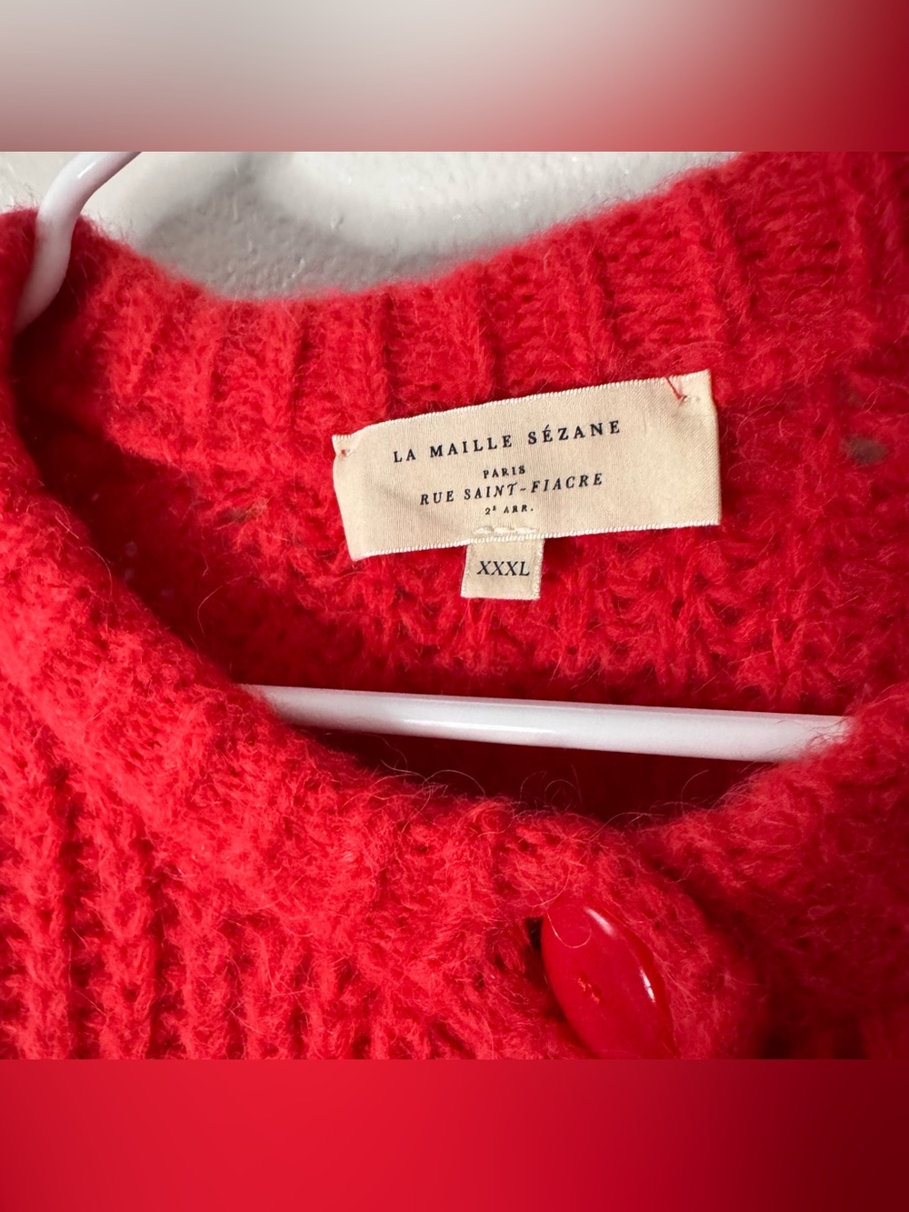 Sezane Emile Cardigan Red Knit Sweater Wool Alpaca - Picture 6 of 8